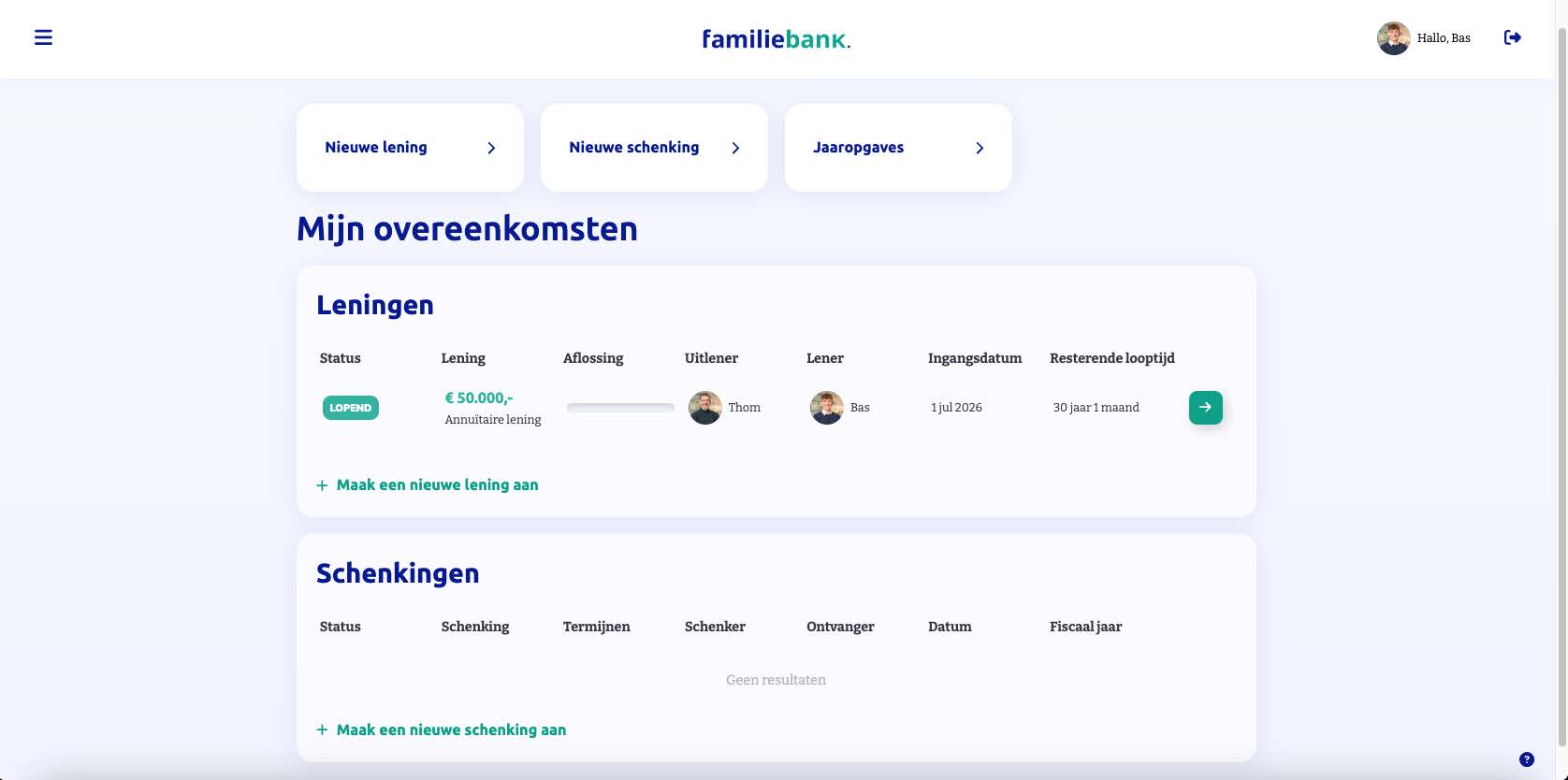 Stap 1 in Familiebank